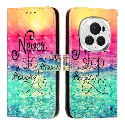 Honor Magic6 Pro Global Leather Flip Phone Case with 3D Painted Design, Card Holder, Wallet & Stand Function - Durable Protection & Easy Access