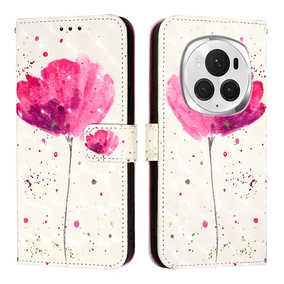 Honor Magic6 Pro Global Leather Flip Phone Case with 3D Painted Design, Card Holder, Wallet & Stand Function - Durable Protection & Easy Access