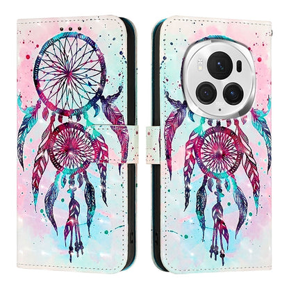 Honor Magic6 Pro Global Leather Flip Phone Case with 3D Painted Design, Card Holder, Wallet & Stand Function - Durable Protection & Easy Access