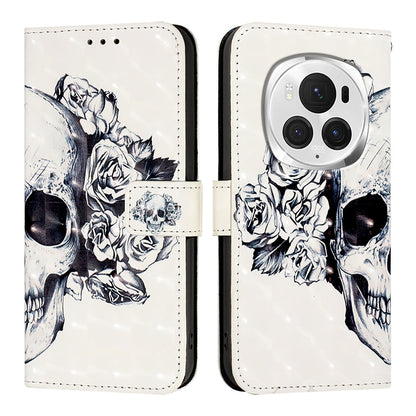 Honor Magic6 Pro Global Leather Flip Phone Case with 3D Painted Design, Card Holder, Wallet & Stand Function - Durable Protection & Easy Access