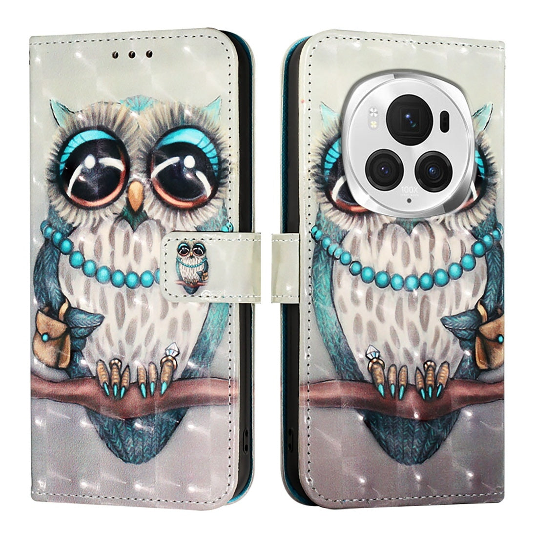 Honor Magic6 Pro Global Leather Flip Phone Case with 3D Painted Design, Card Holder, Wallet & Stand Function - Durable Protection & Easy Access