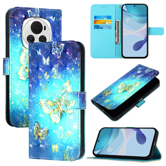 Honor Magic6 Global Leather Flip Phone Case with 3D Painted Design, Card Holder, Wallet & Stand Function - Durable Protection & Easy Access