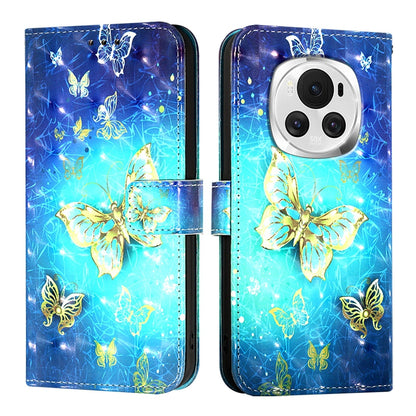Honor Magic6 Global Leather Flip Phone Case with 3D Painted Design, Card Holder, Wallet & Stand Function - Durable Protection & Easy Access
