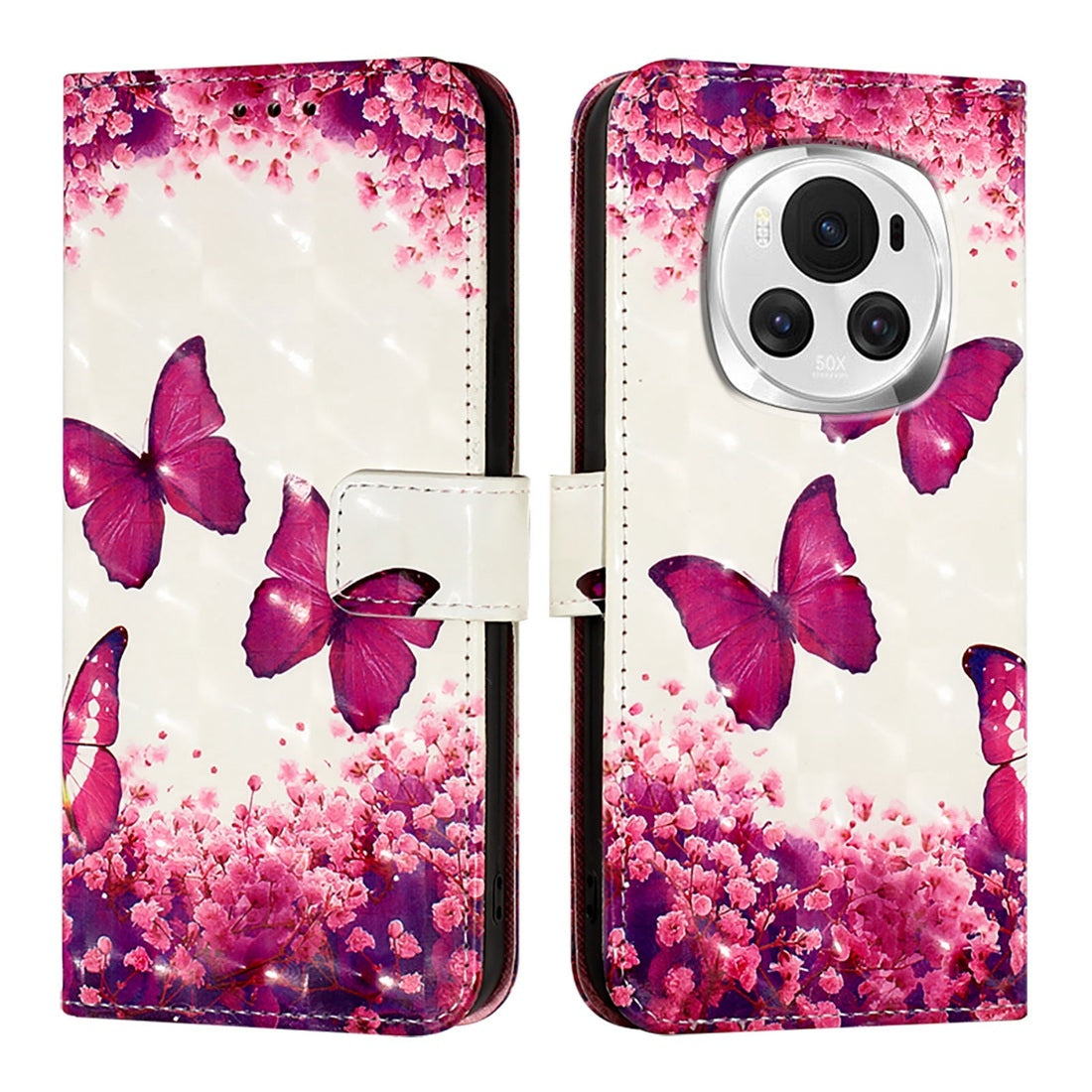Honor Magic6 Global Leather Flip Phone Case with 3D Painted Design, Card Holder, Wallet & Stand Function - Durable Protection & Easy Access