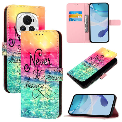 Honor Magic6 Global Leather Flip Phone Case with 3D Painted Design, Card Holder, Wallet & Stand Function - Durable Protection & Easy Access