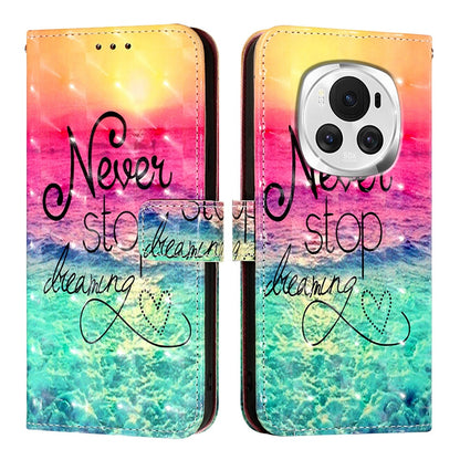 Honor Magic6 Global Leather Flip Phone Case with 3D Painted Design, Card Holder, Wallet & Stand Function - Durable Protection & Easy Access