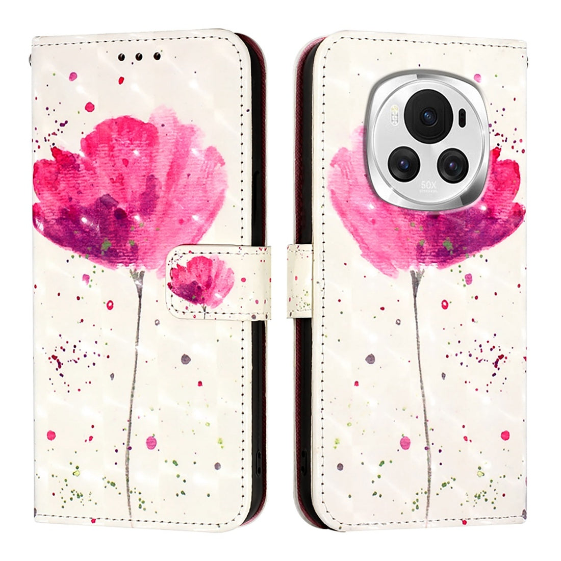Honor Magic6 Global Leather Flip Phone Case with 3D Painted Design, Card Holder, Wallet & Stand Function - Durable Protection & Easy Access