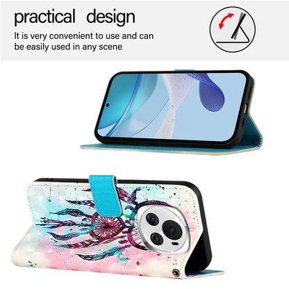 Honor Magic6 Global Leather Flip Phone Case with 3D Painted Design, Card Holder, Wallet & Stand Function - Durable Protection & Easy Access