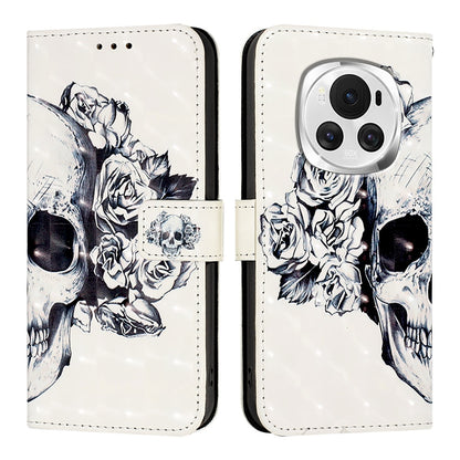 Honor Magic6 Global Leather Flip Phone Case with 3D Painted Design, Card Holder, Wallet & Stand Function - Durable Protection & Easy Access
