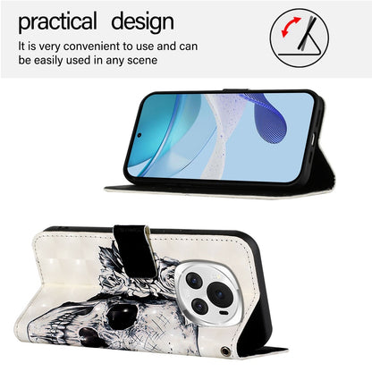 Honor Magic6 Global Leather Flip Phone Case with 3D Painted Design, Card Holder, Wallet & Stand Function - Durable Protection & Easy Access