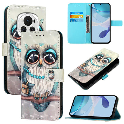 Honor Magic6 Global Leather Flip Phone Case with 3D Painted Design, Card Holder, Wallet & Stand Function - Durable Protection & Easy Access
