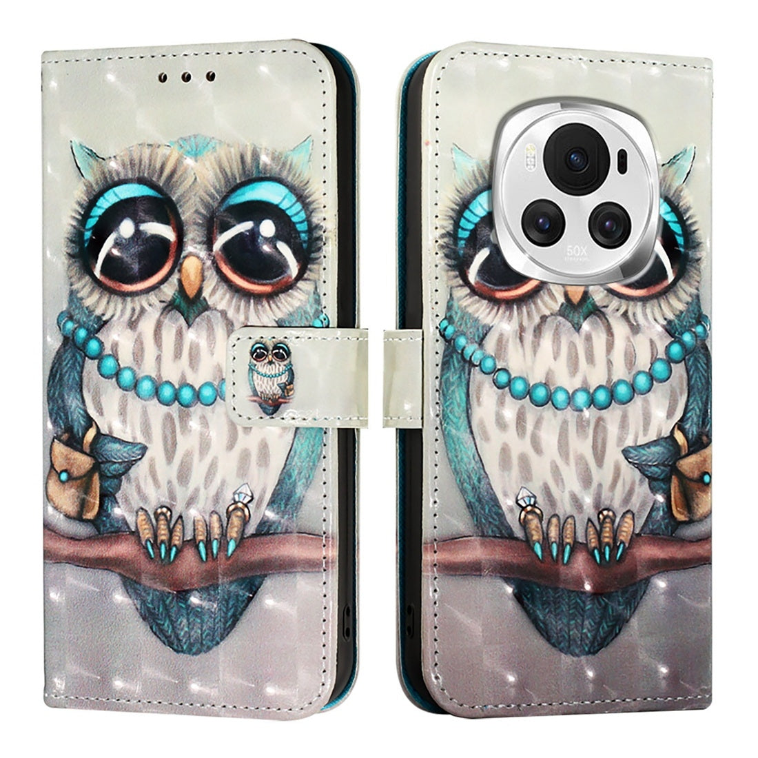 Honor Magic6 Global Leather Flip Phone Case with 3D Painted Design, Card Holder, Wallet & Stand Function - Durable Protection & Easy Access