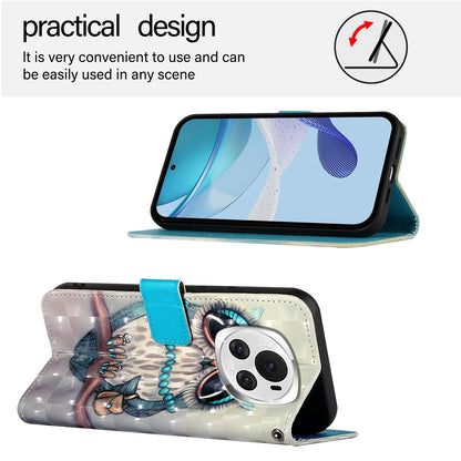 Honor Magic6 Global Leather Flip Phone Case with 3D Painted Design, Card Holder, Wallet & Stand Function - Durable Protection & Easy Access