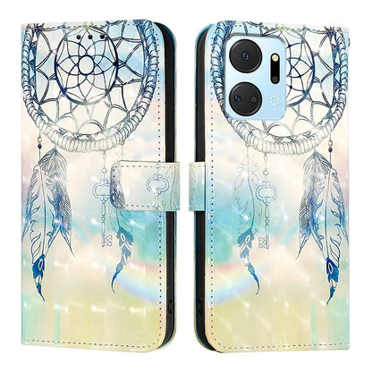 Honor X7a Leather Flip Phone Case with 3D Painted Design, Card Holder, Wallet & Stand Function - Durable Protection & Easy Access