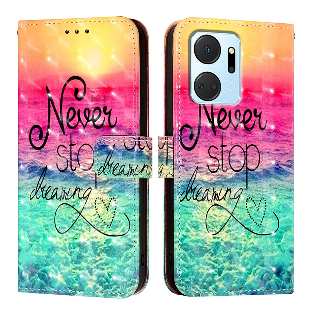 Honor X7a Leather Flip Phone Case with 3D Painted Design, Card Holder, Wallet & Stand Function - Durable Protection & Easy Access