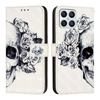 Honor X8 4G Leather Flip Phone Case with 3D Painted Design, Card Holder, Wallet & Stand Function - Durable Protection & Easy Access