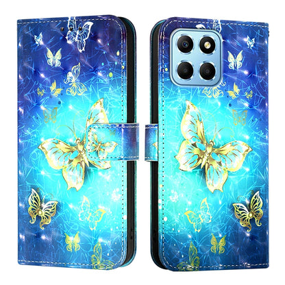 Honor X8 5G Leather Flip Phone Case with 3D Painted Design, Card Holder, Wallet & Stand Function - Durable Protection & Easy Access