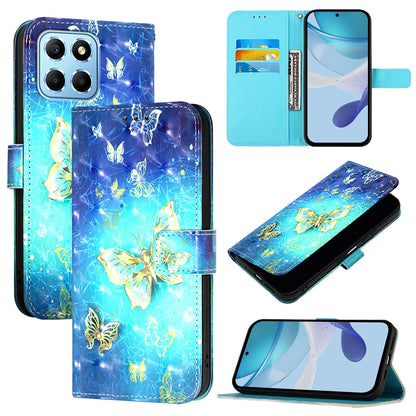 Honor X6s Global Leather Flip Phone Case with 3D Painted Design, Card Holder, Wallet & Stand Function - Durable Protection & Easy Access