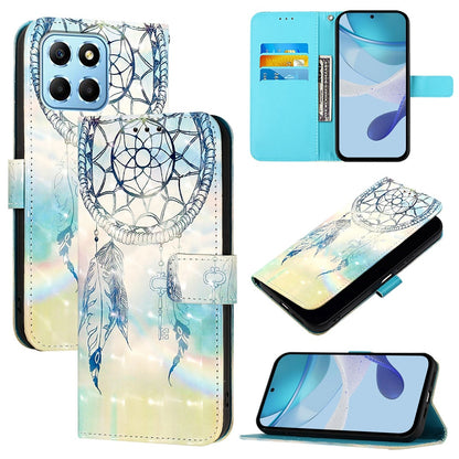 Honor X8 5G Leather Flip Phone Case with 3D Painted Design, Card Holder, Wallet & Stand Function - Durable Protection & Easy Access