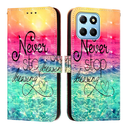 Honor X6 Leather Flip Phone Case with 3D Painted Design, Card Holder, Wallet & Stand Function - Durable Protection & Easy Access