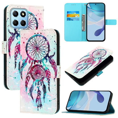 Honor X6 Leather Flip Phone Case with 3D Painted Design, Card Holder, Wallet & Stand Function - Durable Protection & Easy Access