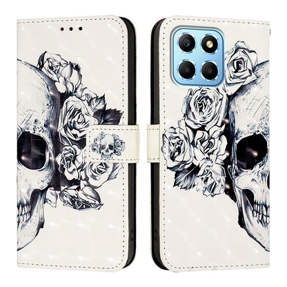 Honor X8 5G Leather Flip Phone Case with 3D Painted Design, Card Holder, Wallet & Stand Function - Durable Protection & Easy Access