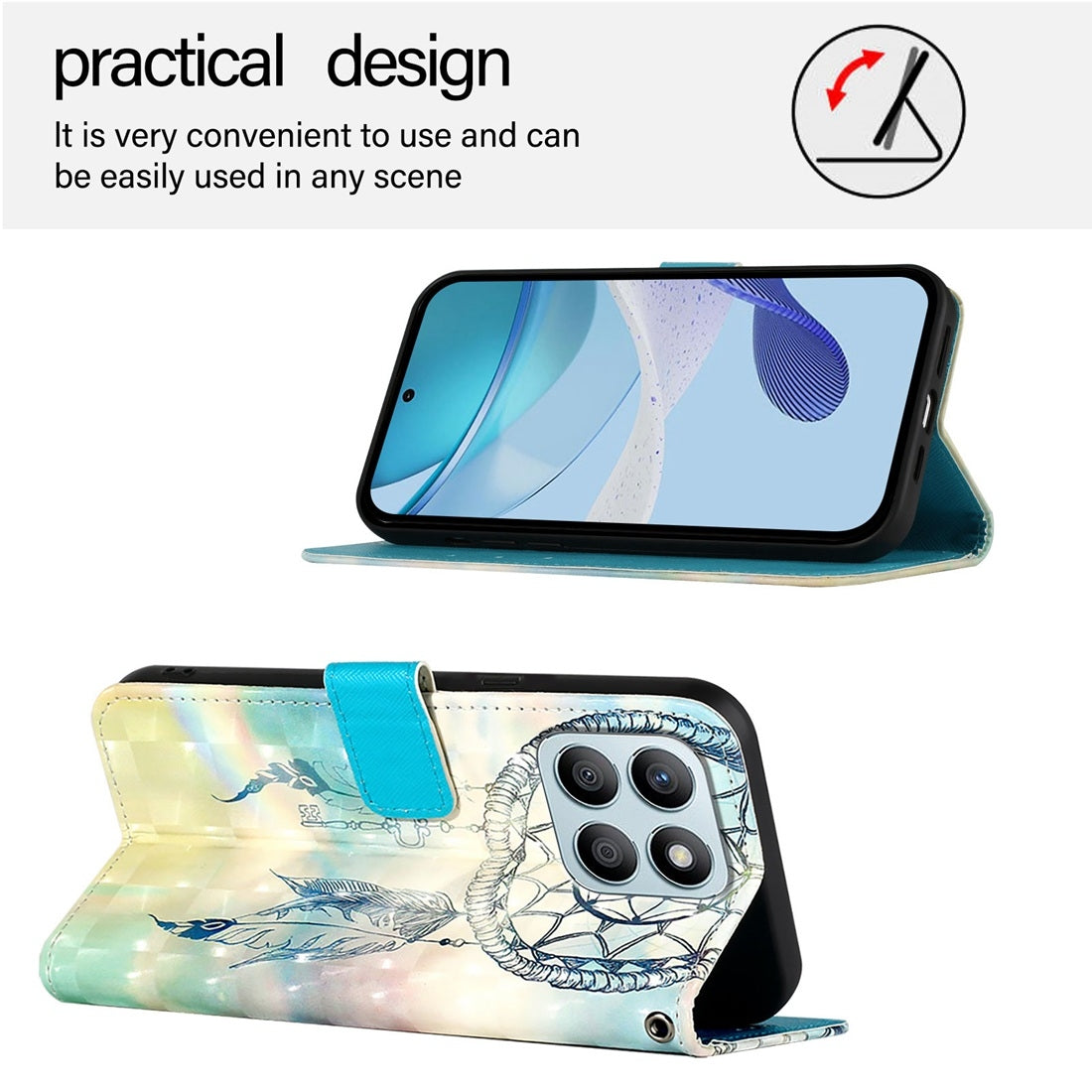 Honor X8b Global Leather Flip Phone Case with 3D Painted Design, Card Holder, Wallet & Stand Function - Durable Protection & Easy Access