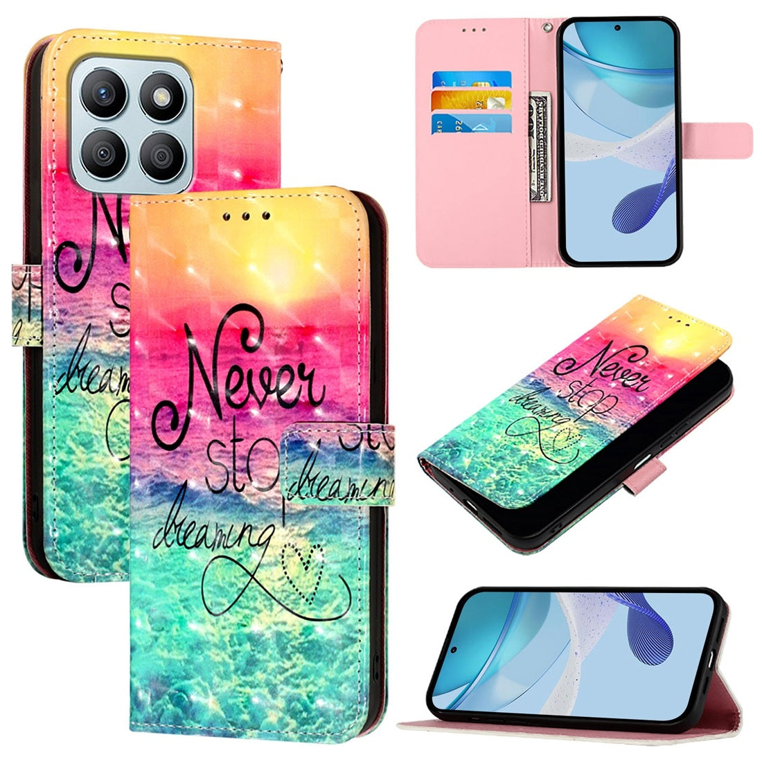 Honor X8b Global Leather Flip Phone Case with 3D Painted Design, Card Holder, Wallet & Stand Function - Durable Protection & Easy Access