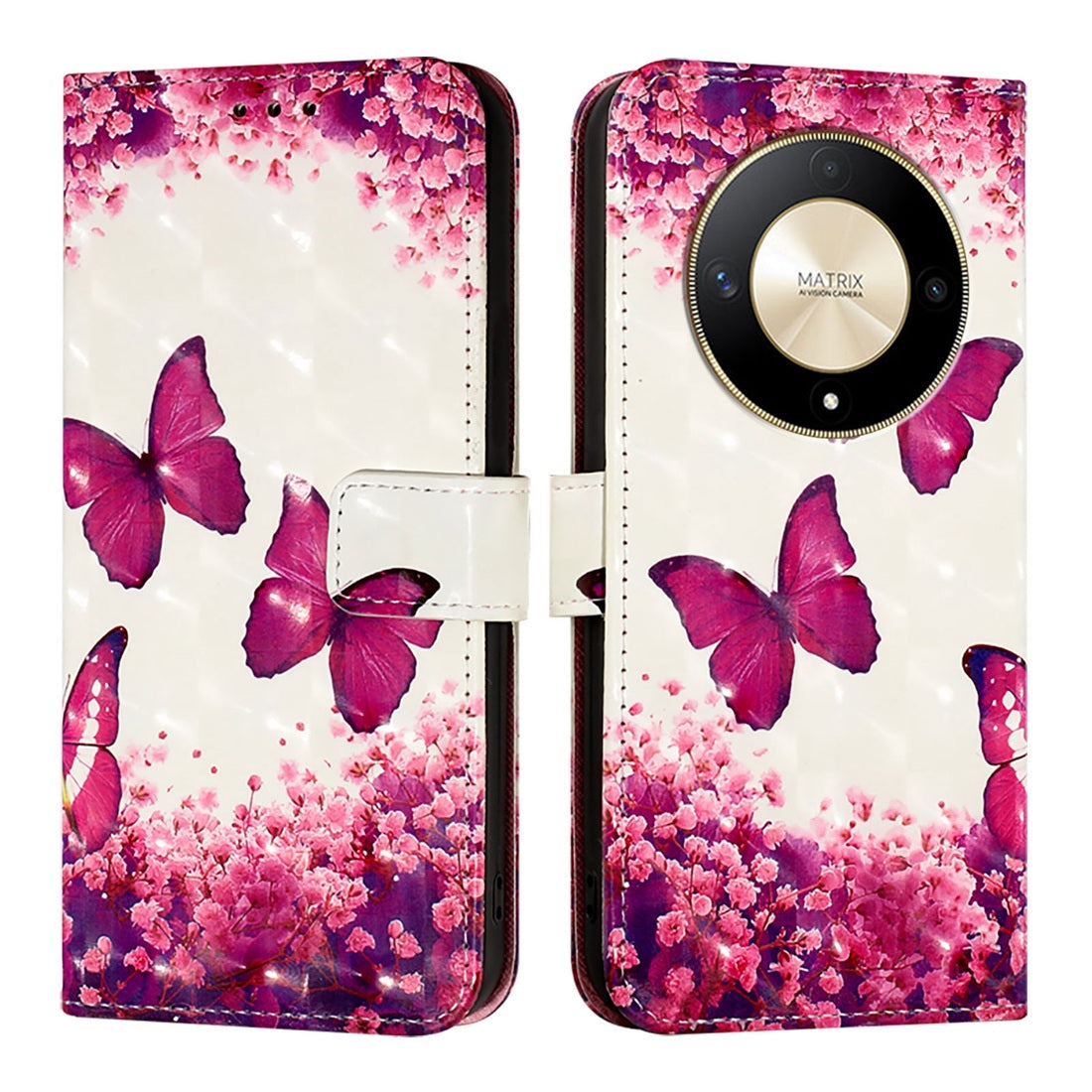 Honor Magic6 Lite Global Leather Flip Phone Case with 3D Painted Design, Card Holder, Wallet & Stand Function - Durable Protection & Easy Access