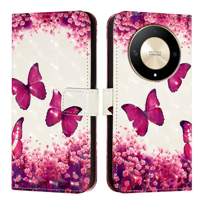 Honor Magic6 Lite Global Leather Flip Phone Case with 3D Painted Design, Card Holder, Wallet & Stand Function - Durable Protection & Easy Access