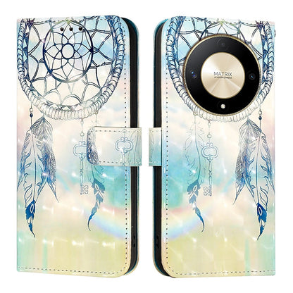 Honor Magic6 Lite Global Leather Flip Phone Case with 3D Painted Design, Card Holder, Wallet & Stand Function - Durable Protection & Easy Access
