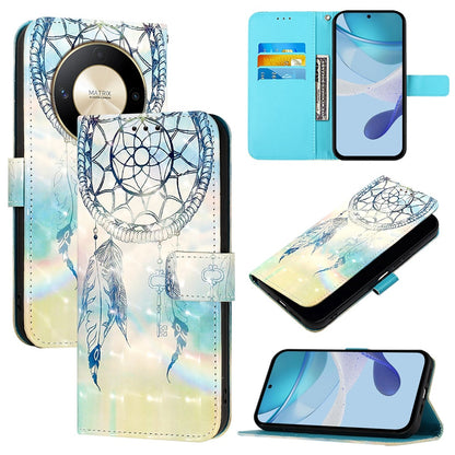 Honor Magic6 Lite Global Leather Flip Phone Case with 3D Painted Design, Card Holder, Wallet & Stand Function - Durable Protection & Easy Access