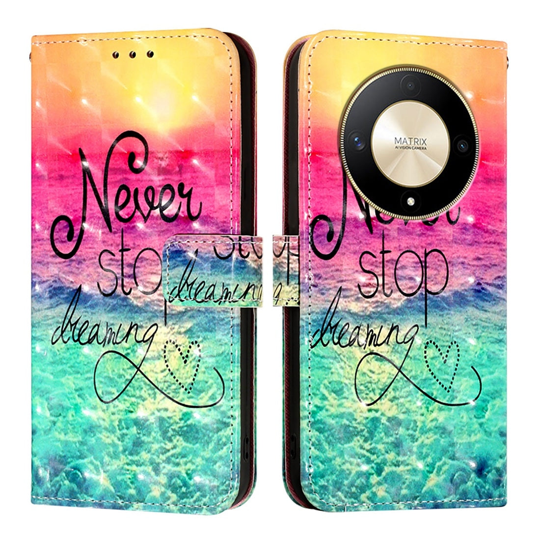 Honor Magic6 Lite Global Leather Flip Phone Case with 3D Painted Design, Card Holder, Wallet & Stand Function - Durable Protection & Easy Access