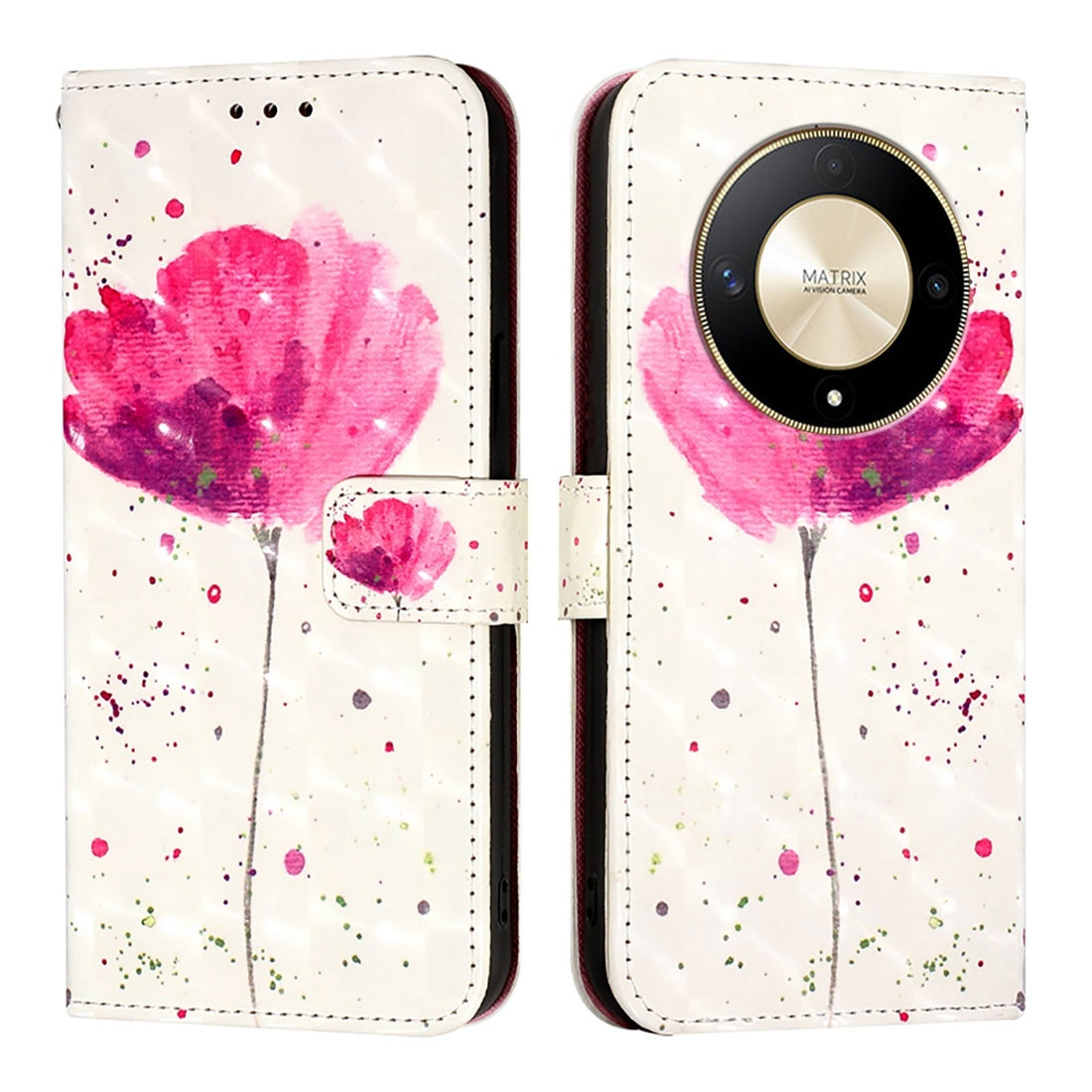 Honor Magic6 Lite Global Leather Flip Phone Case with 3D Painted Design, Card Holder, Wallet & Stand Function - Durable Protection & Easy Access
