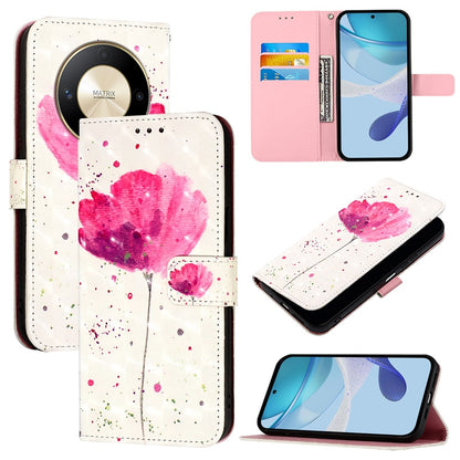 Honor Magic6 Lite Global Leather Flip Phone Case with 3D Painted Design, Card Holder, Wallet & Stand Function - Durable Protection & Easy Access