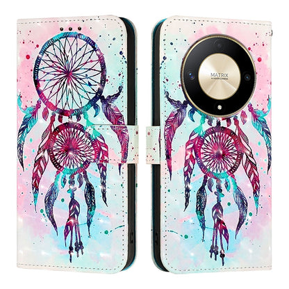 Honor Magic6 Lite Global Leather Flip Phone Case with 3D Painted Design, Card Holder, Wallet & Stand Function - Durable Protection & Easy Access