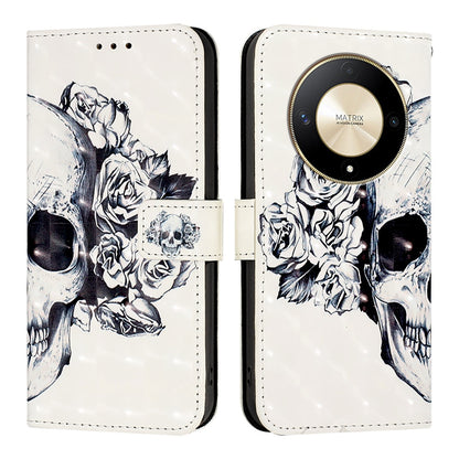 Honor Magic6 Lite Global Leather Flip Phone Case with 3D Painted Design, Card Holder, Wallet & Stand Function - Durable Protection & Easy Access