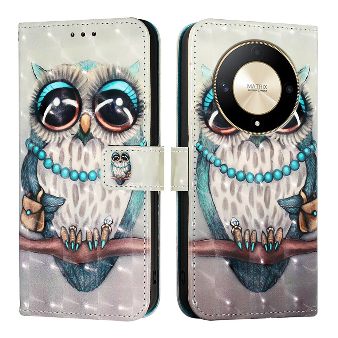Honor Magic6 Lite Global Leather Flip Phone Case with 3D Painted Design, Card Holder, Wallet & Stand Function - Durable Protection & Easy Access