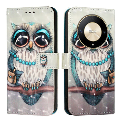 Honor Magic6 Lite Global Leather Flip Phone Case with 3D Painted Design, Card Holder, Wallet & Stand Function - Durable Protection & Easy Access