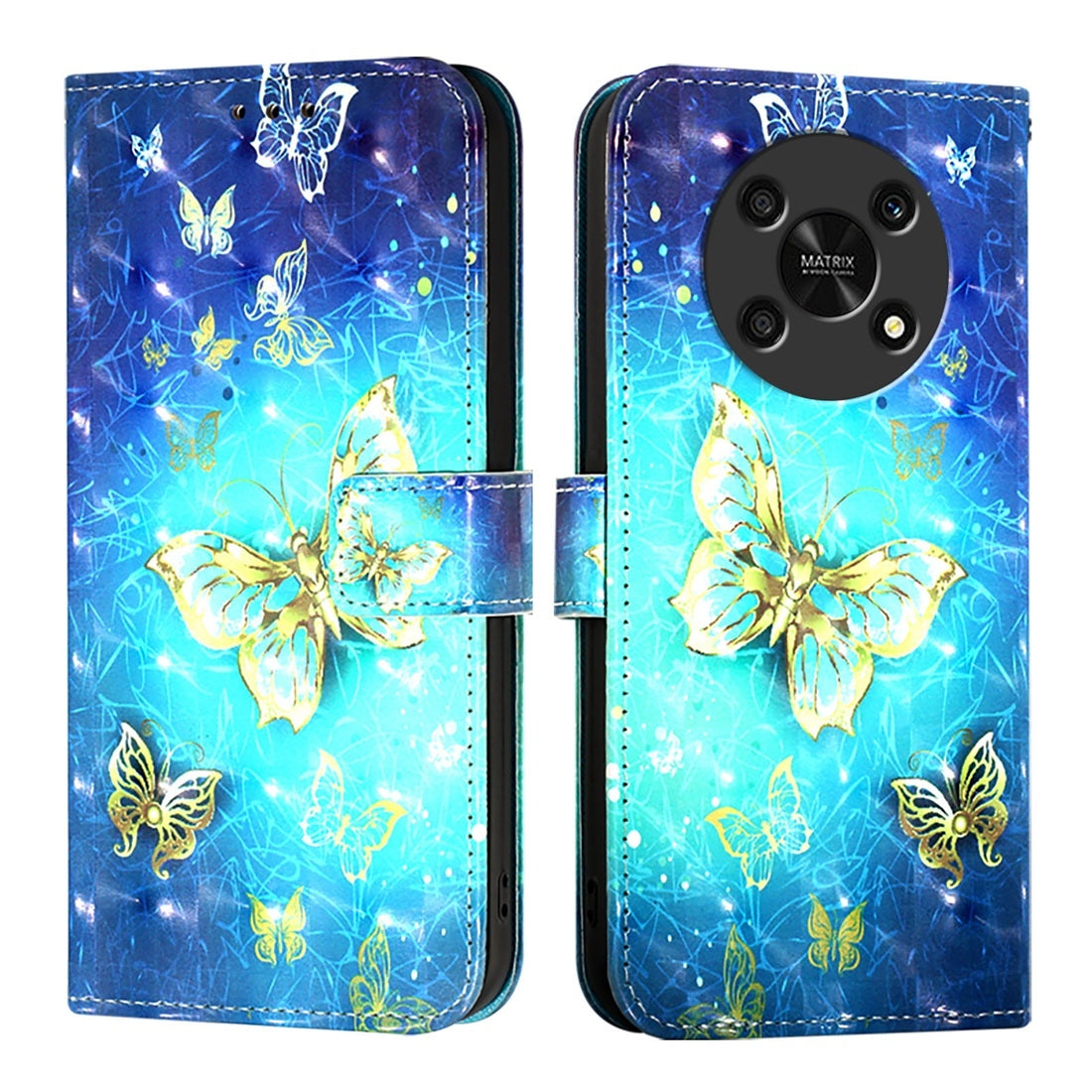 Honor X9 4G/5G Leather Flip Phone Case with 3D Painted Design, Card Holder, Wallet & Stand Function - Durable Protection & Easy Access