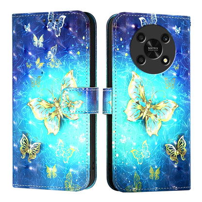 Honor X9 4G/5G Leather Flip Phone Case with 3D Painted Design, Card Holder, Wallet & Stand Function - Durable Protection & Easy Access