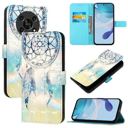 Honor X9 4G/5G Leather Flip Phone Case with 3D Painted Design, Card Holder, Wallet & Stand Function - Durable Protection & Easy Access