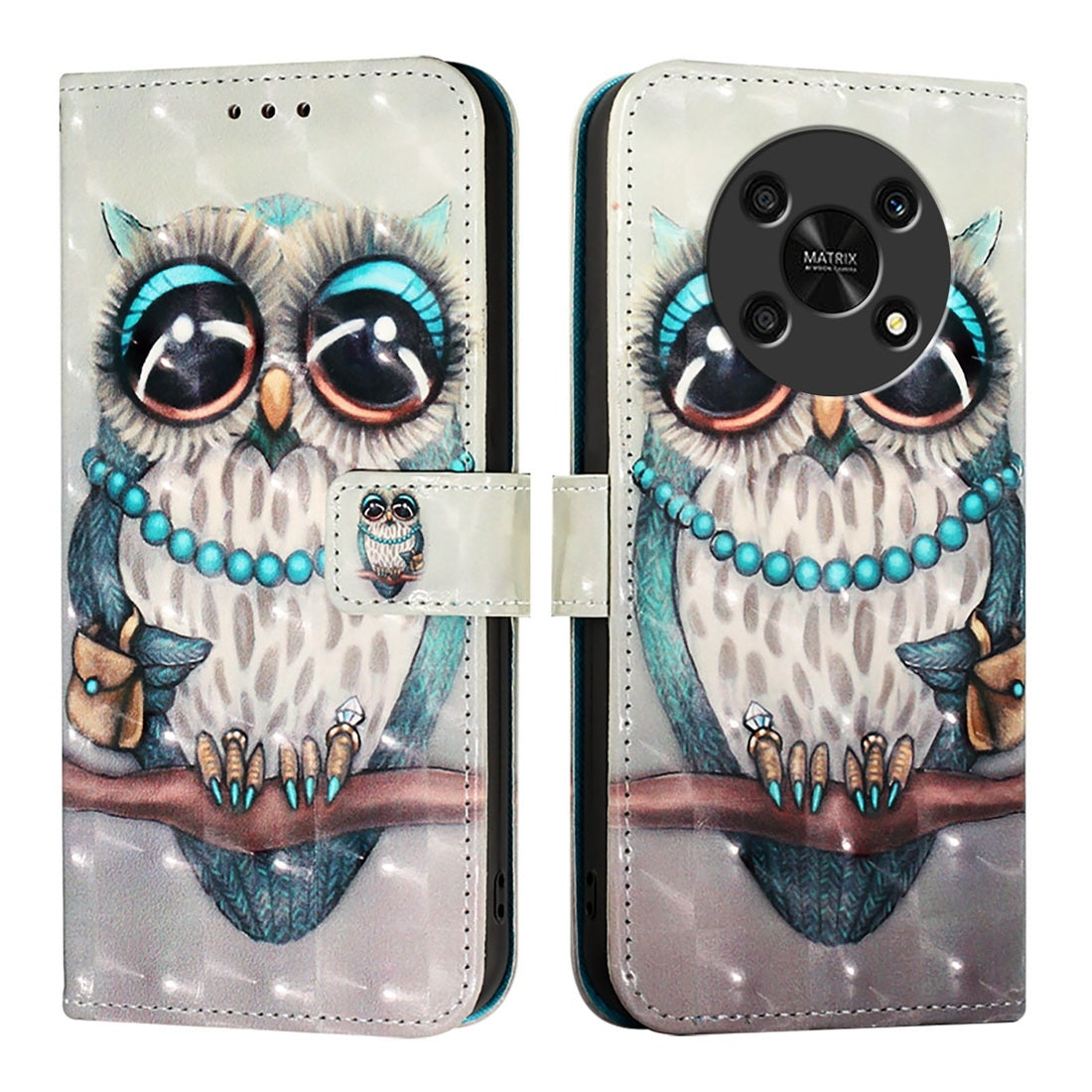 Honor X9 4G/5G Leather Flip Phone Case with 3D Painted Design, Card Holder, Wallet & Stand Function - Durable Protection & Easy Access