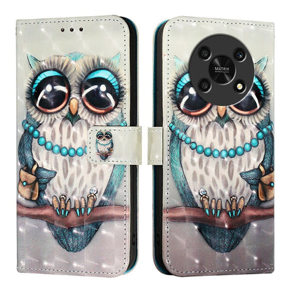 Honor X9 4G/5G Leather Flip Phone Case with 3D Painted Design, Card Holder, Wallet & Stand Function - Durable Protection & Easy Access