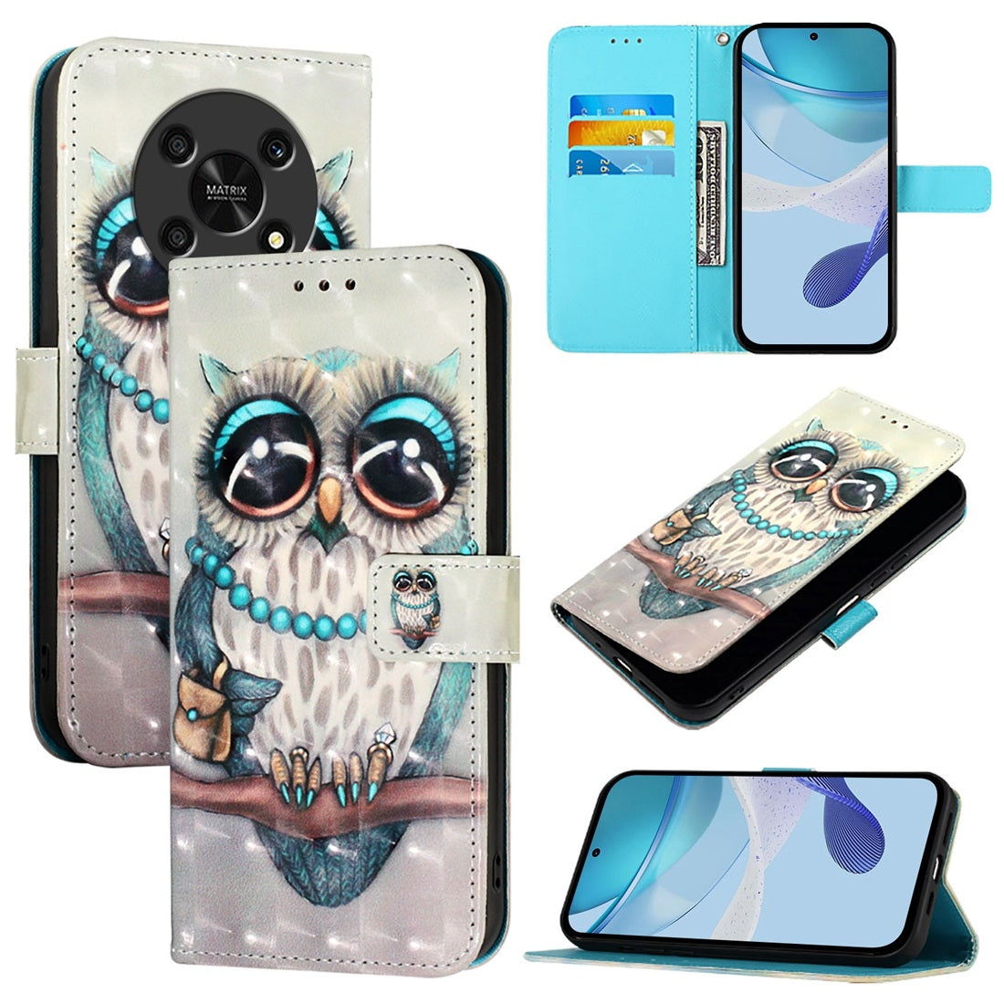 Honor X9 4G/5G Leather Flip Phone Case with 3D Painted Design, Card Holder, Wallet & Stand Function - Durable Protection & Easy Access