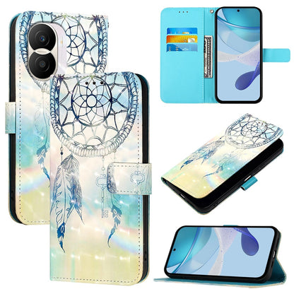 Honor X40i Leather Flip Phone Case with 3D Painted Design, Card Holder, Wallet & Stand Function - Durable Protection & Easy Access