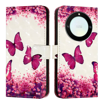 Honor Magic5 Lite Leather Flip Phone Case with 3D Painted Design, Card Holder, Wallet & Stand Function - Durable Protection & Easy Access