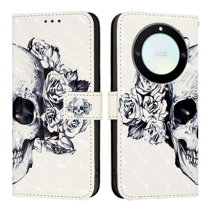 Honor Magic5 Lite Leather Flip Phone Case with 3D Painted Design, Card Holder, Wallet & Stand Function - Durable Protection & Easy Access