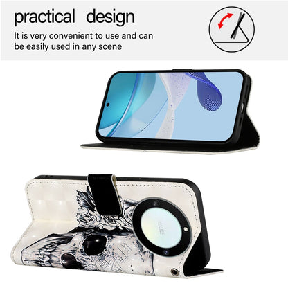 Honor X40 Leather Flip Phone Case with 3D Painted Design, Card Holder, Wallet & Stand Function - Durable Protection & Easy Access