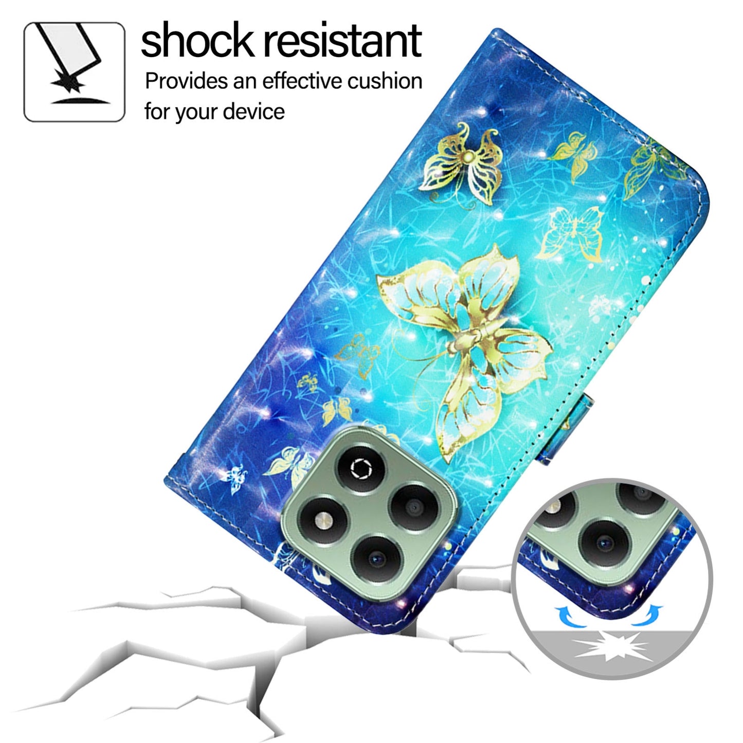 Honor X6b Leather Flip Phone Case with 3D Painted Design, Card Holder, Wallet & Stand Function - Durable Protection & Easy Access